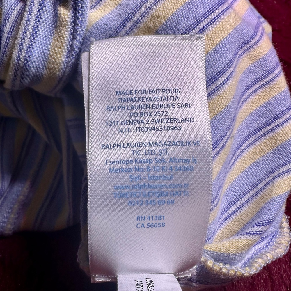 Ralph Lauren Baby Boy Oxford Shortall - Blue and Yellow Stripes - Picture 6 of 6